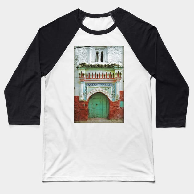 Green Moroccan Doorway Baseball T-Shirt by rogerstrawberry